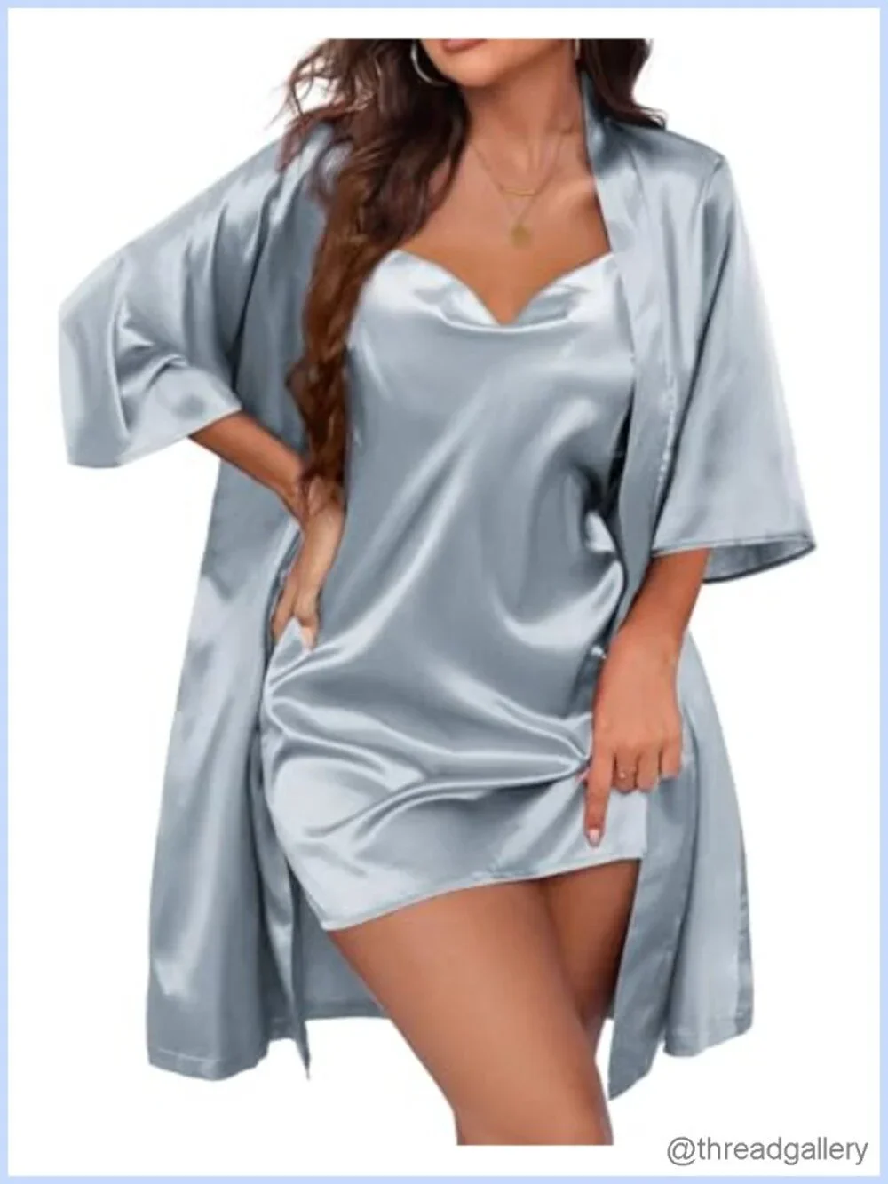Satin Robe Set Nightgown Silk Pajama Set